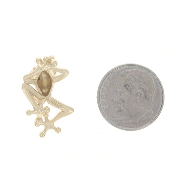 Yellow Gold Tsavorite Garnet Climbing Frog Pendant - 14k Round Amphibian - Picture 3 of 4